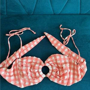 Montce Tori Ties Bikini Top in Shrimp Gingham